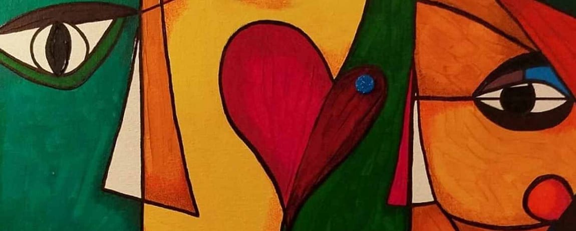 Un'immagine artistica, stile cubista, realizzata dalla stessa Giulia Di Sipio, con al centro un cuore e ai due lati gli occhi di due individui. Siamo tante parti, di una sola medaglia: NOI.